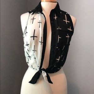 Truth NYC Cross Print Tie Top size S